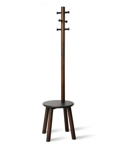 Umbra Modern Wood Pillar Stool and Coat Rack - Black and Walnut|Portemanteau et tabouret modernes Pillar de Umbra en bois - noirs et noyer