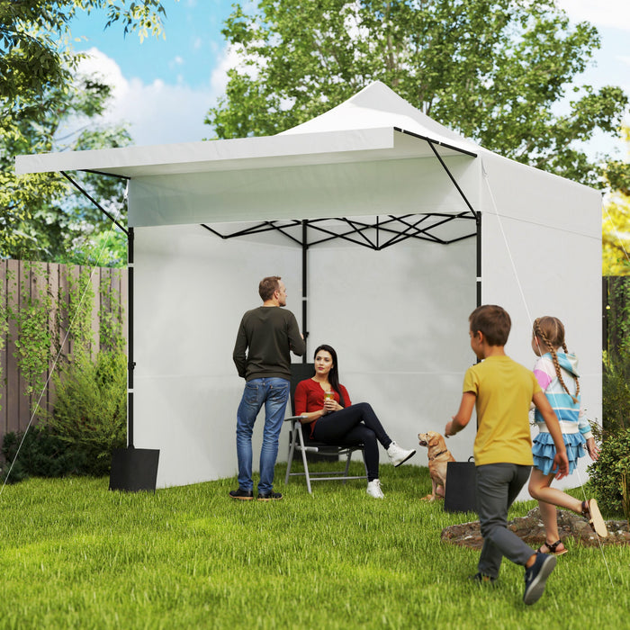 Outsunny 10' X 10' Pop Up Canopy Tent With Awning And Sidewalls, Upf50+