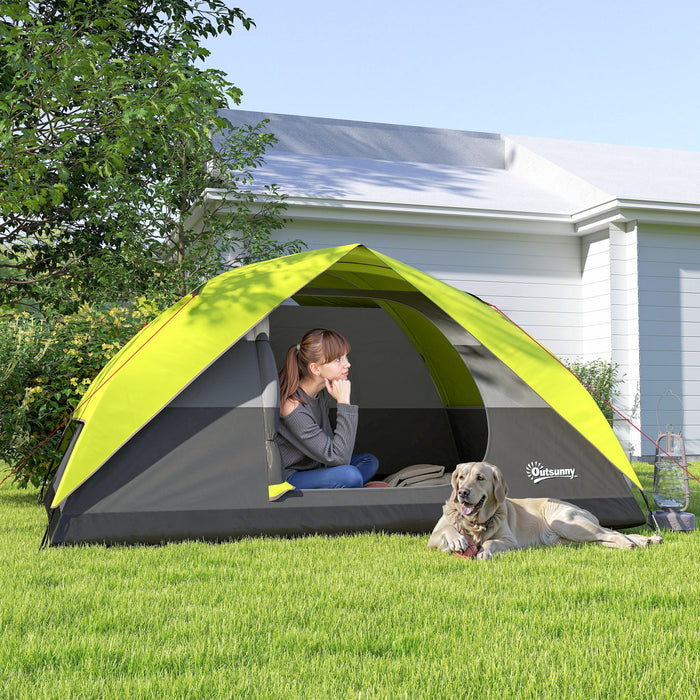 Outsunny 3-4 Person Pop Up Camping Tent, Waterproof Dome Tent