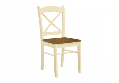Dining Chair Set of 2 Kitchen Dining Room Oak & Cream Wood Legs Transitional|Ensemble de 2 chaises de salle à manger de style transitionnel avec pattes en chêne et couleur crème pour la cuisine et la salle à manger