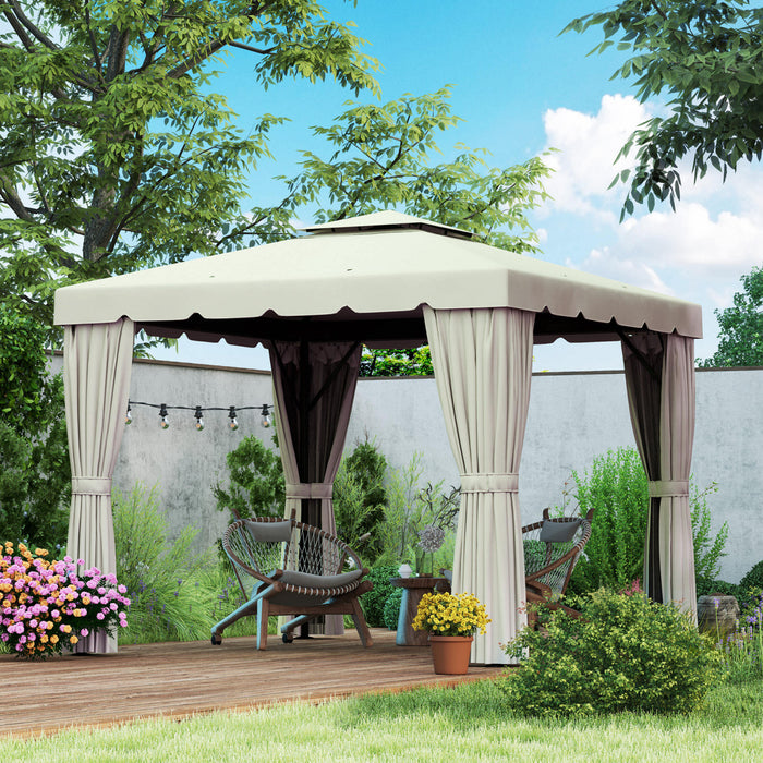 Outsunny 10' X 10' Outdoor Patio Gazebo W/ Sidewalls, Cream White