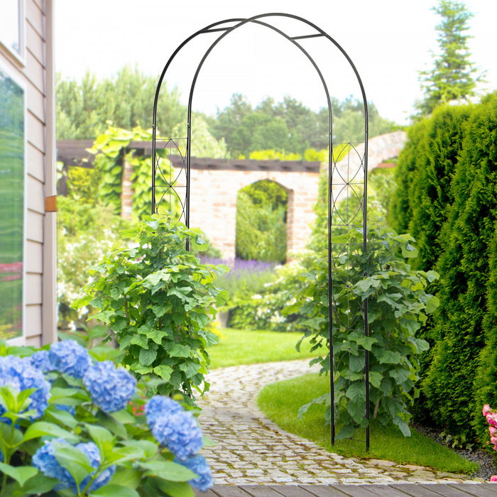Outsunny Vintage Garden Arch, Patio Arbor Metal Trellis Support Black