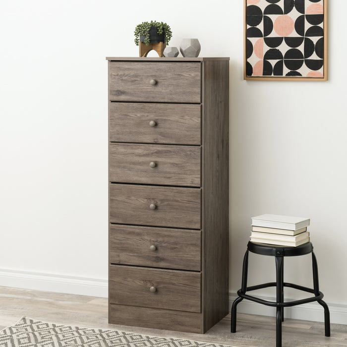 Astrid 6-Drawer Tall Chest - Drifted Grey