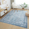Aqua Green Flora Washable Non-slip Low Pile Area Rug 8'x10'