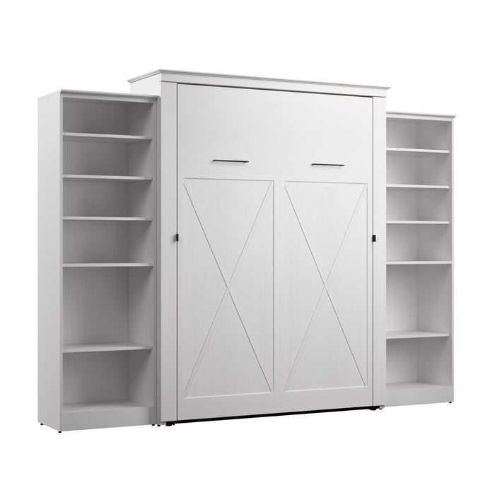 Bestar Key West Queen Murphy Bed with Closet Organizers (119 W) - Pure White Oak