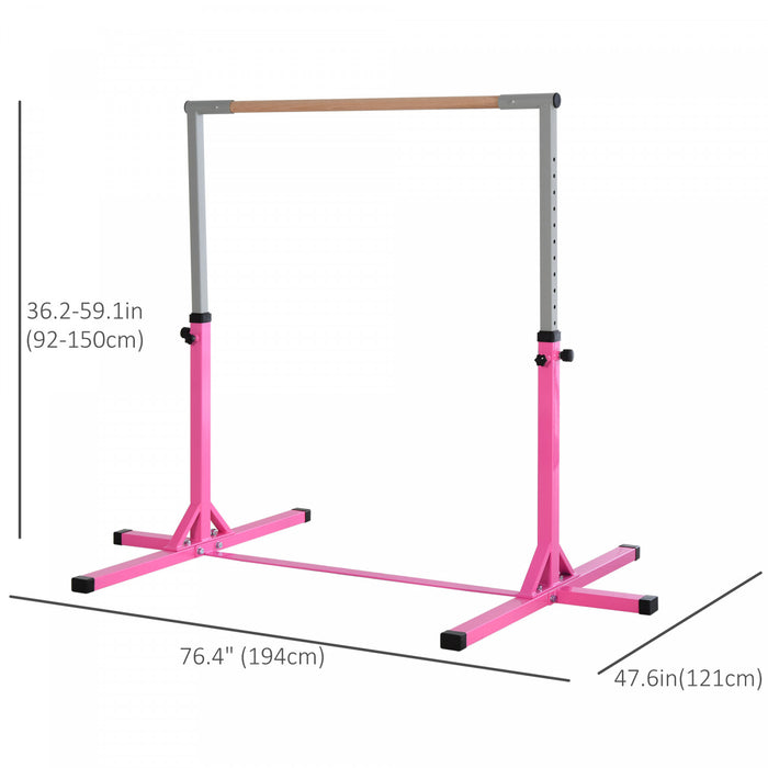 Soozier Professional Gymnastics Bar For Kids, Toddler Home Gymnastics Equipment With 13-level Adjustable Height, Gym Fitness With Steel Frame