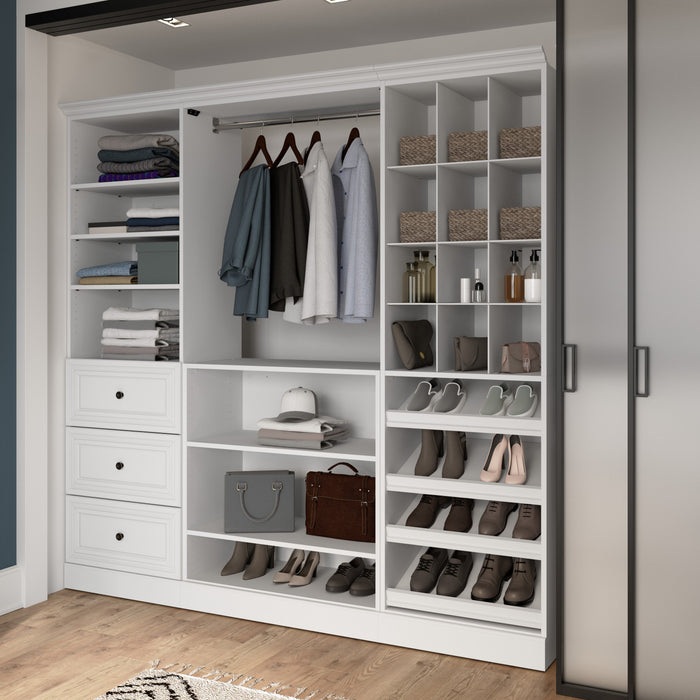 Bestar Versatile 86 W Closet Organization System with Drawers - White