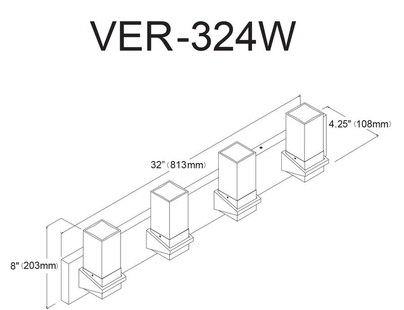 Dainolite Veronica 4 Light Vanity Light Polished Chrome Clear Glass Lamp