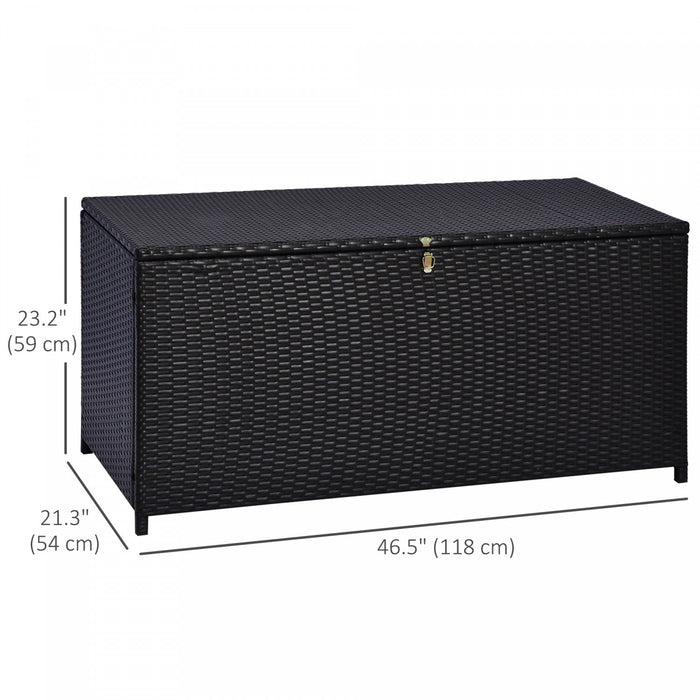 Outsunny 75 Gallon Wicker Outdoor Storage Box, Deck Box With Gas Strut