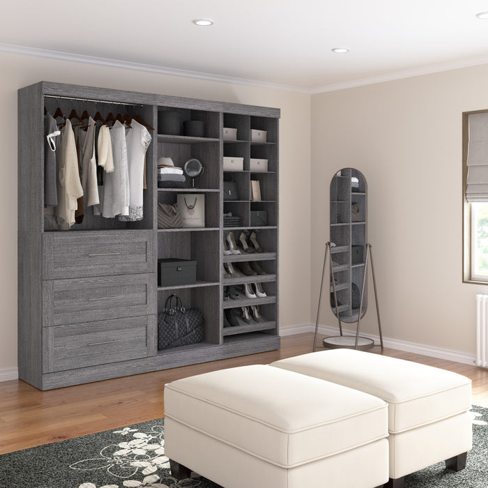Bestar Pur 86 W Closet Organizer System - Bark Grey