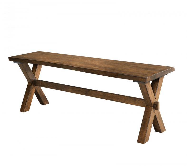 Brienne Dining Bench With Live Edge, Warm Oak Brown Dining Chair