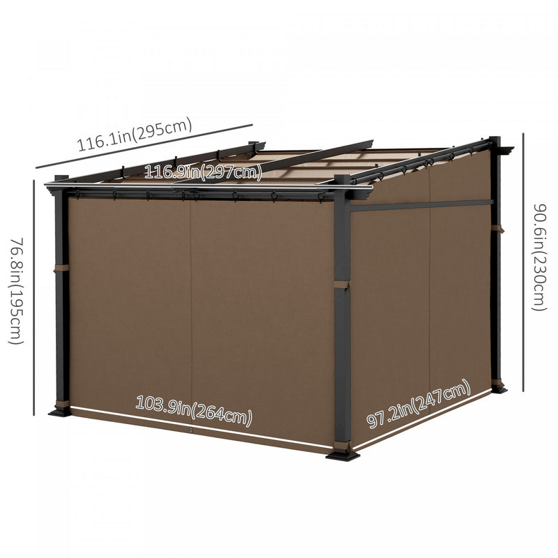 Outsunny 10'x10' Metal Pergola with Retractable Sliding Roof Canopy Coffee Outdoor Shade Structure main image 1