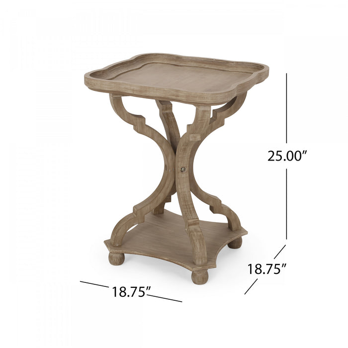 Jason Traditional Square Side Table With Shelf, Driftwood