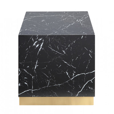 Aphrodite End Table, Black Faux Marble & Gold | Table basse Aphrodite en faux marbre noir et or