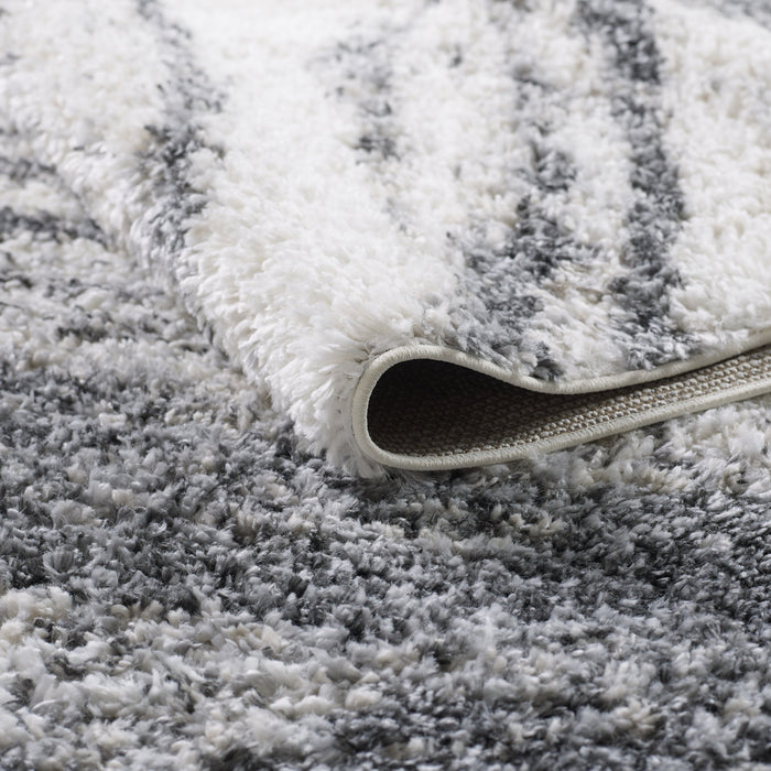 Paris Brushstrokes Cream Shag Area Rug - 6'7\" x 9'6\"