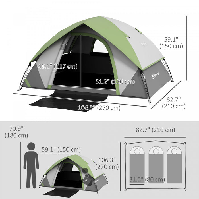 Outsunny 4-5 Man Camping Tent With Sewn-in Floor, 3000mm Waterproof