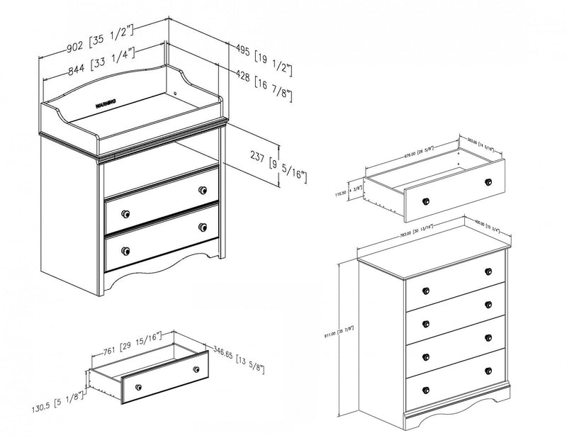 Angel Changing Table And 4-drawer Chest Set - Pure White