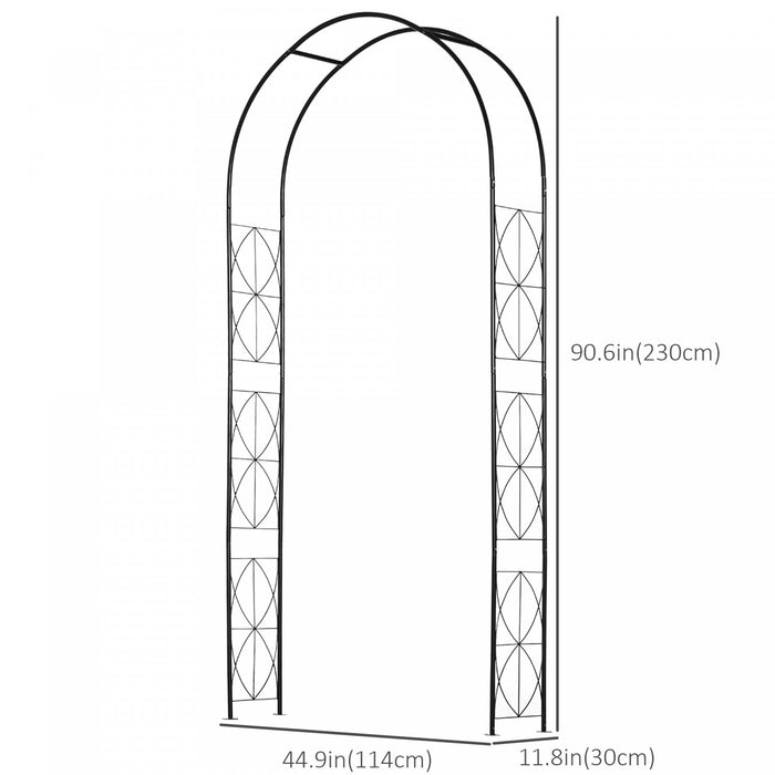 Outsunny Vintage Garden Arch, Patio Arbor Metal Trellis Support Black