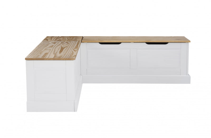Tobin Backless Corner Nook Dining Bench - Natural and White