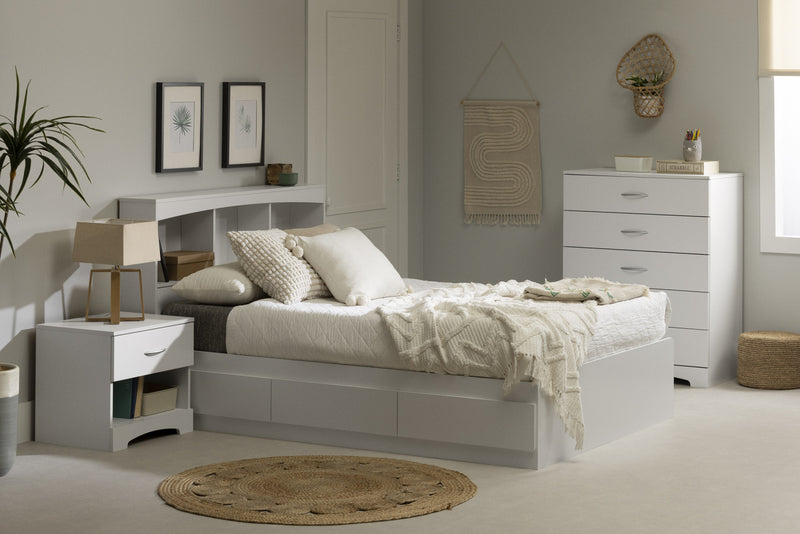 Step One Bookcase Headboard With Storage - Pure White