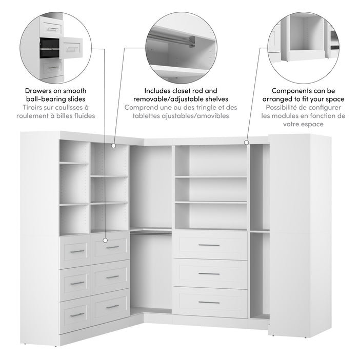 Bestar Pur 161 W Walk-In Closet Organizer System - White