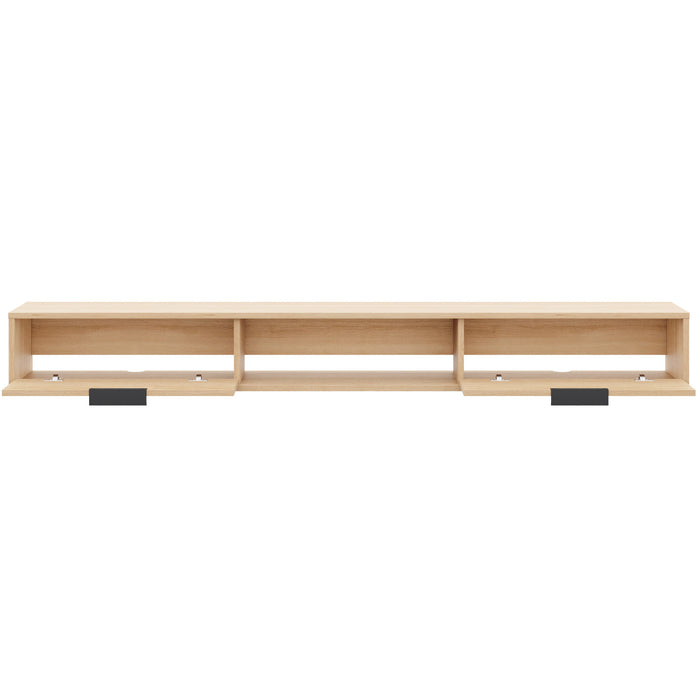 Nordika Slim 72\" Wall-Mounted TV Stand with 2 Storage Cabinets - Natural Blonde Oak