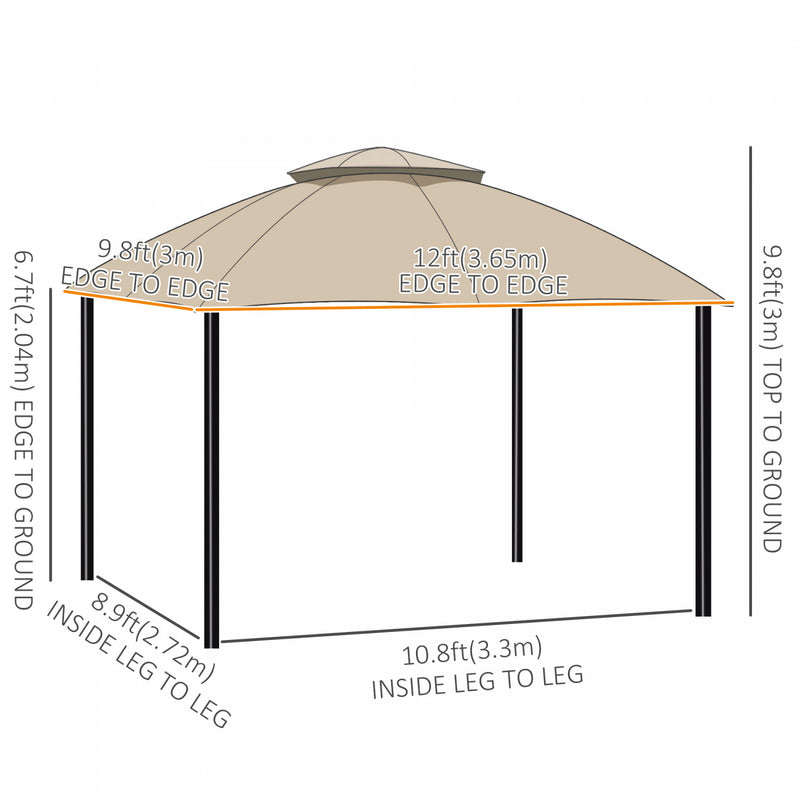 Outsunny 12' X 10' 2-tier Outdoor Gazebo Canopy Tent For