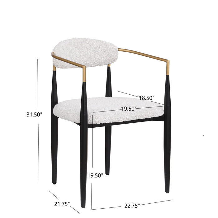 Mila Dining Chair Set Of 2 With Upholstered Fabric And Metal Frame - White and Black