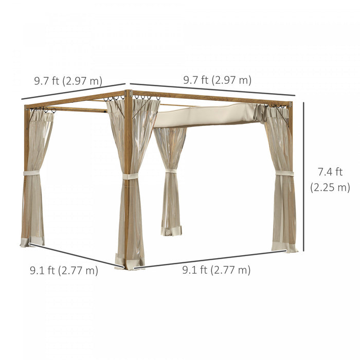 Outsunny 10 X 10 Ft Retractable Pergola Canopy With Netting Sidewalls