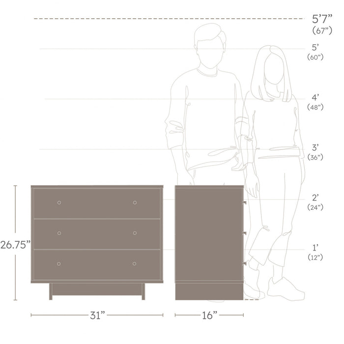 Prepac Finnley 3-Drawer Nightstand - Natural Oak