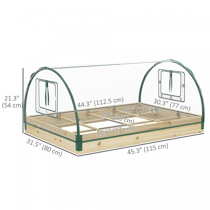 Outsunny Raised Garden Bed With Greenhouse Plastic Cover, 4' X 3' X 2', Natural