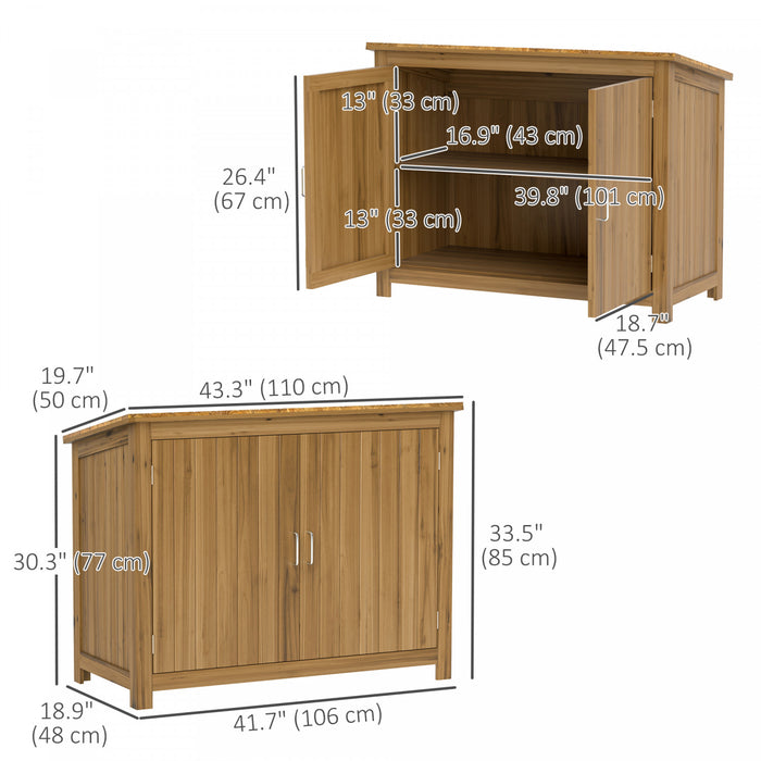 Outsunny Wooden Garden Shed Storage Cabinet With 2 Shelves And 2 Doors