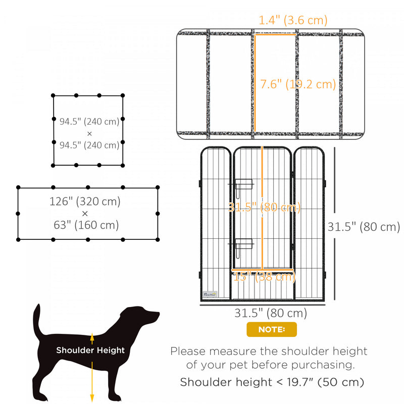Pawhut Dog Playpen, Heavy-duty Metal Puppy Play Pen, Pet Exercise F ...