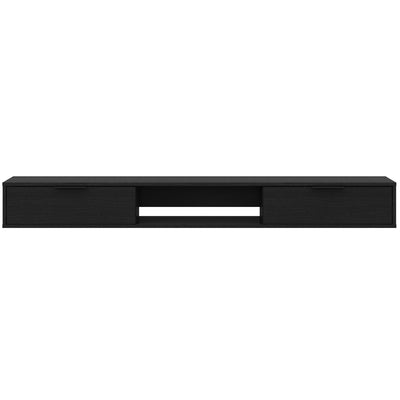 Nordika Slim 72" Wall-Mounted TV Stand with 2 Storage Cabinets - Black | Meuble pour téléviseur mural mince Nordika de 72 po avec 2 armoires de rangement - noir