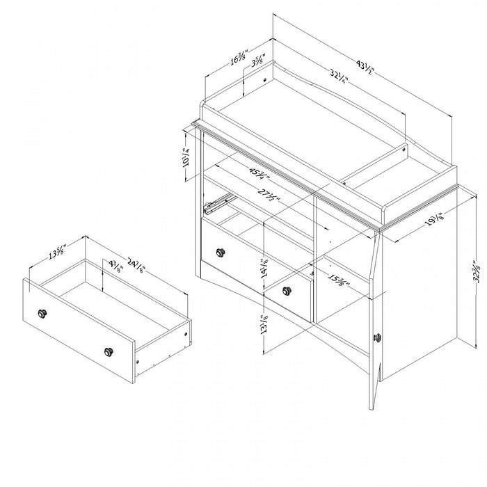 Peek-a-boo Changing Table With Drawers And Open Storage - Pure White