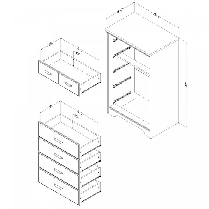 Versa 5-drawer Chest - Weathered Oak