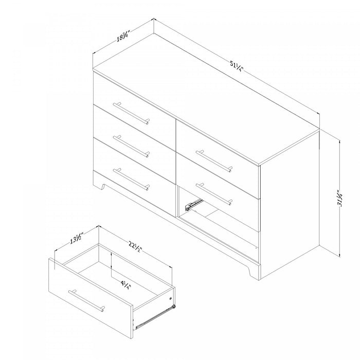 Primo 6-Drawer Dresser - Black Oak