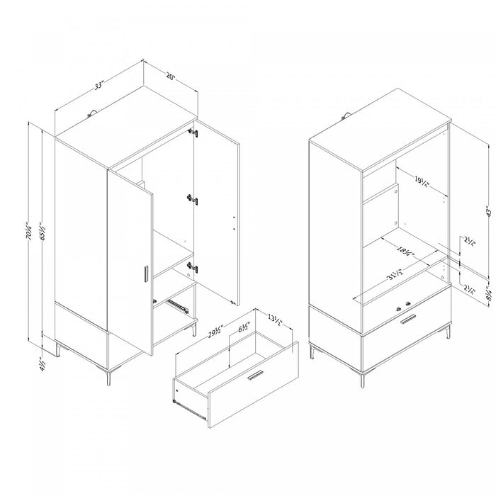 Musano Wardrobe Armoire With Doors And Drawers - Natural Walnut
