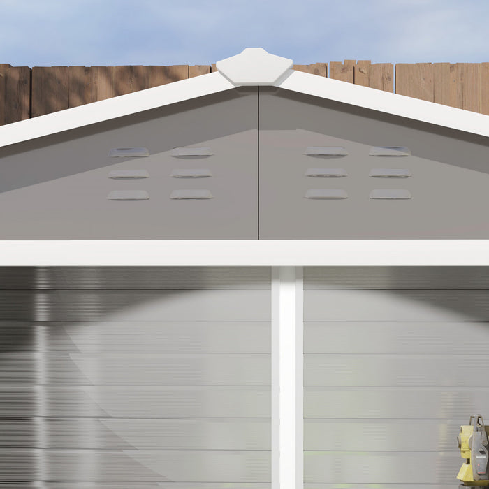 Outsunny 8'x7' Outdoor Storage Shed Garden Shed W/ Lock, Light Grey