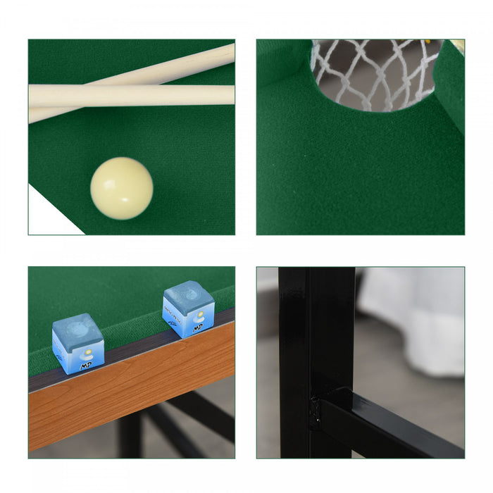 Soozier 54.3\"l Portable Mini Billiard Table Free Standing Foldable With All Accessories Home Pool Game Table Includes Cues, Ball, Chalk, Rack, For Kids