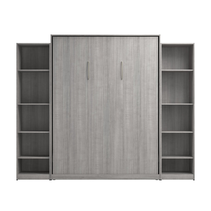 Bestar Claremont 10-Shelf Queen Murphy Bed - Platinum Grey