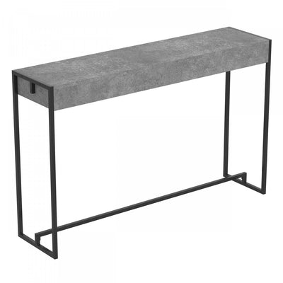 47” Console Table - Dark Cement With Black Metal Base | Console de 47 po - ciment foncé avec base en métal noir