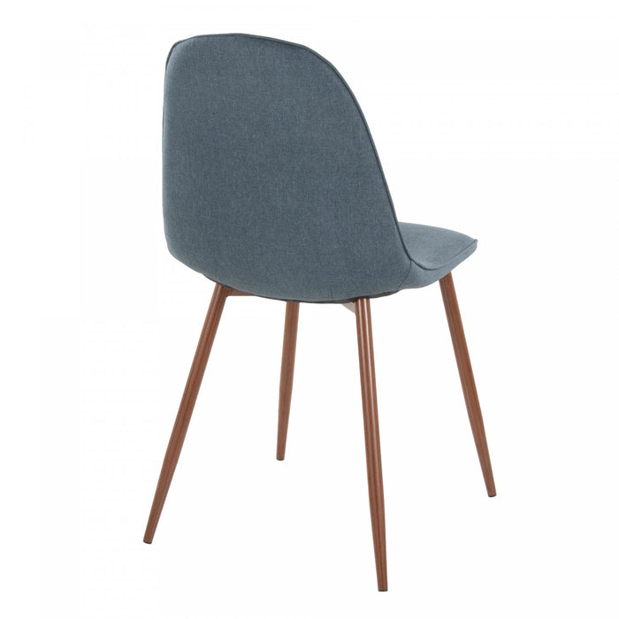 LumiSource Pebble Blue Fabric Mid-Century Modern Dining Accent Chair - Set of 2