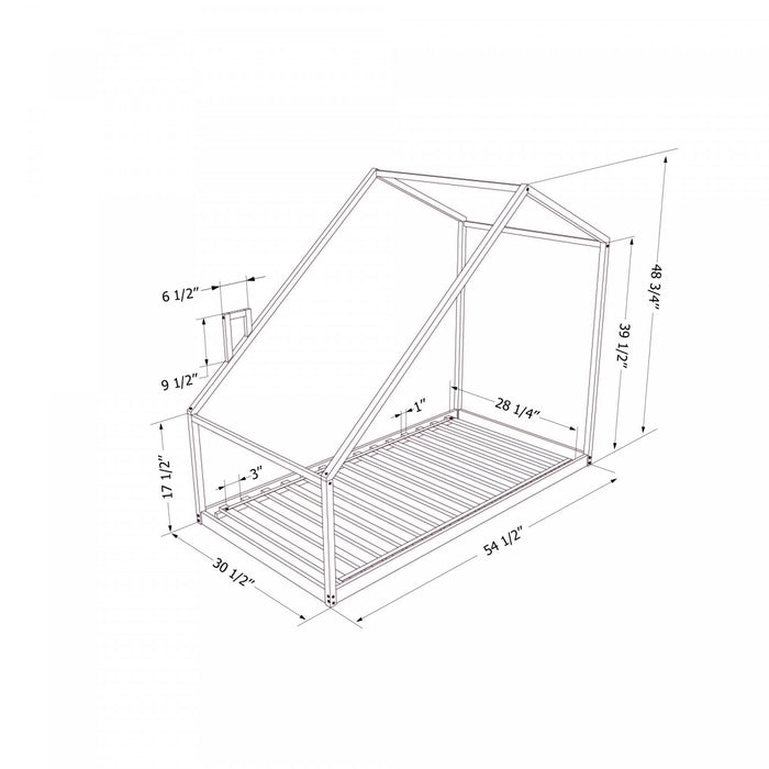 Sweedi House Bed with Chimney - White