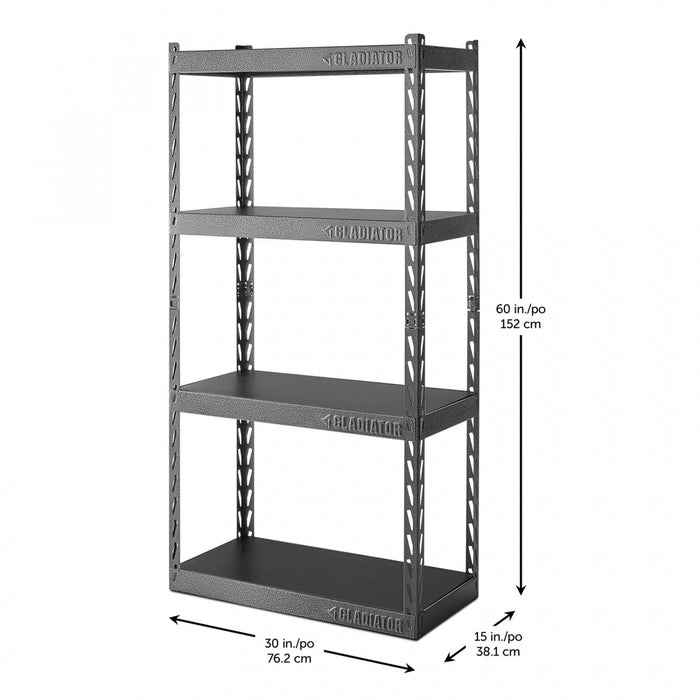 Gladiator 30\" Wide EZ Connect Rack with Four 15\" Deep Shelves - Hammered Granite