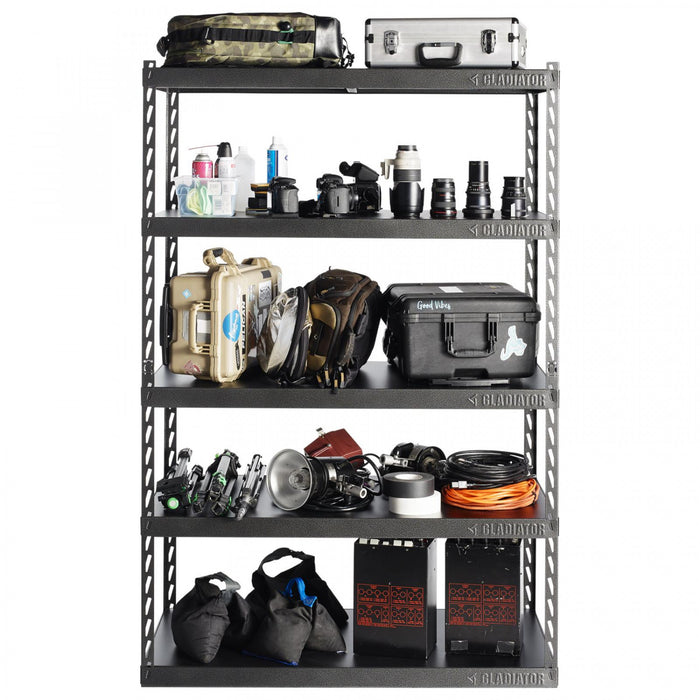 Gladiator 48\" Wide EZ Connect Rack with Five 24\" Deep Shelves - Hammered Granite