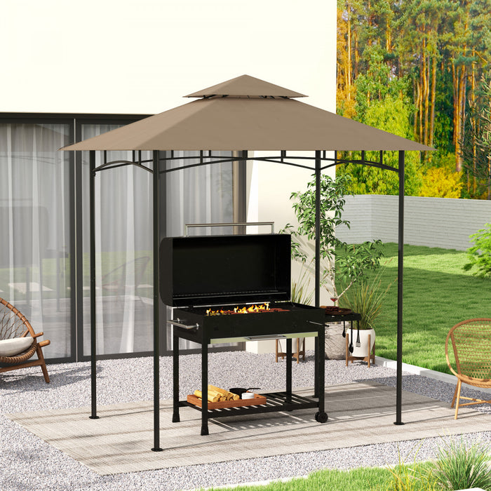 Outsunny Bbq Gazebo Canopy Replacement, 5'x8' Grill Gazebo Roof, Khaki