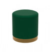 Velvet Cylinder Ottoman – Forest Green Upholstered Seat With Gold Metal Base