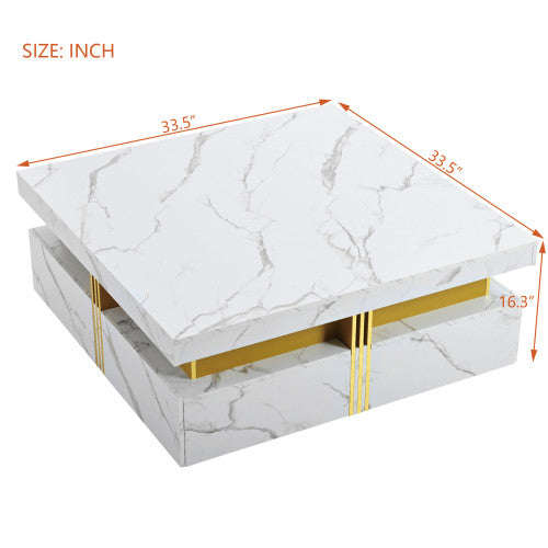 Marcia 33.5\" Square Engineered Wood Coffee Table With Storage Drawers, White