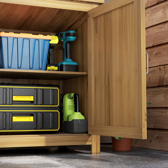 Outsunny Wooden Garden Shed Storage Cabinet With 2 Shelves And 2 Doors